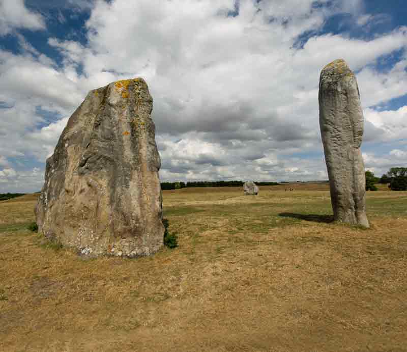 Giant standing stones in the landscape.