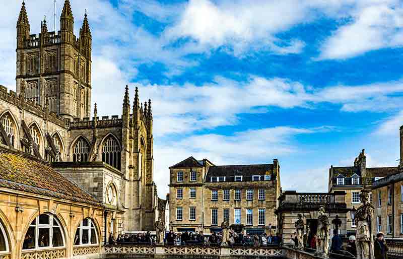 The Abbey behind the Roman Baths at street level.