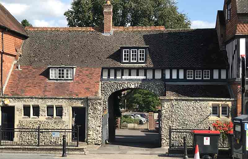 The arch of Old Lion Court in the High Street.